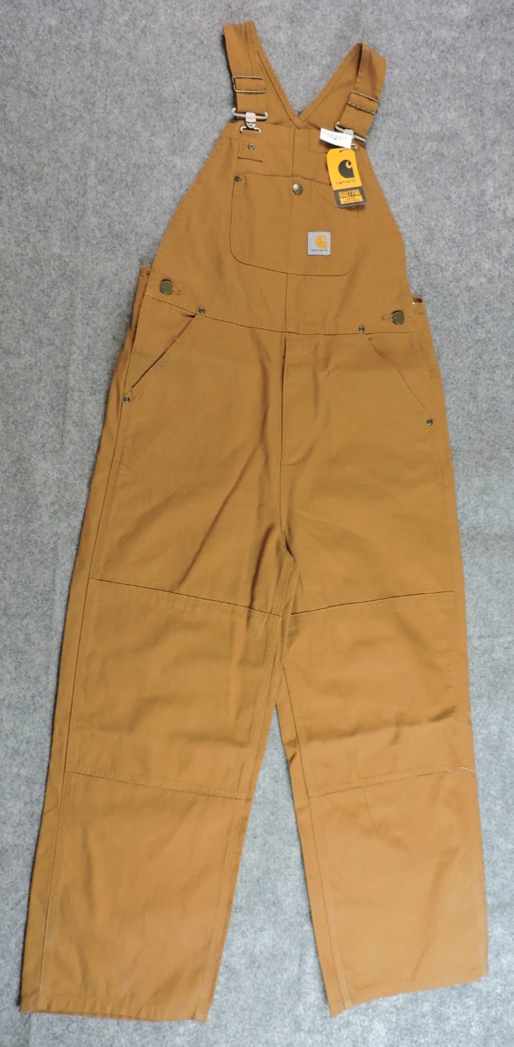 Carhartt Youth Boys Size 12 Double Knee Loose Fit Duck Washed Canvas Bib Overall