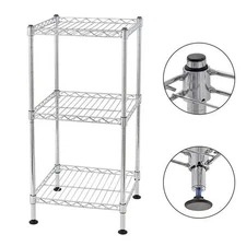 3 Tier Adjustable Storage Shelving Unit Metal Organizer Wire Rack Shelf Silver