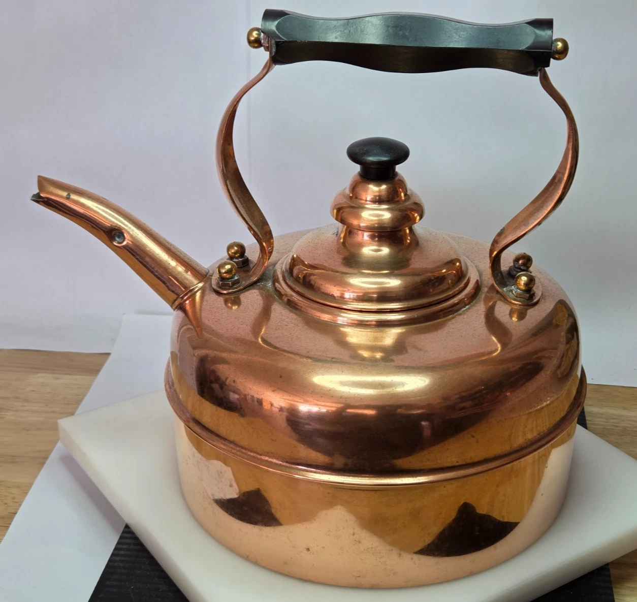 Vintage Simplex Whistling Copper Tea Kettle Made in England Pat No 42320