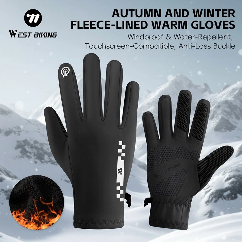 Зимние варежки WEST BICKING с сенсорным экраном на все пальцы спортивные велосипедные перчатки - Изображение 3 из 4