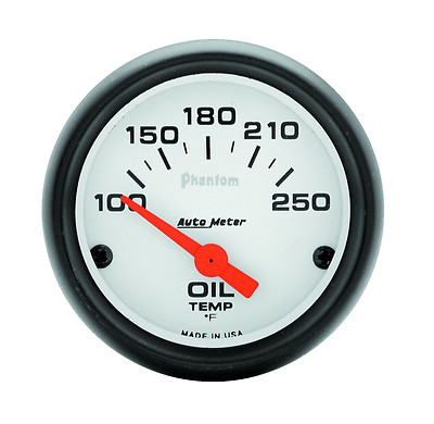 Auto Meter Phantom Electric 100-250 Deg F Oil Temperature Gauge 2-1/16'' (52mm)