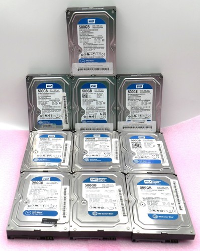 10/ea Western Digital Blue WD5000AAKX 3.5 HDD | 500GB | 7.2k RPM | Used/Wiped