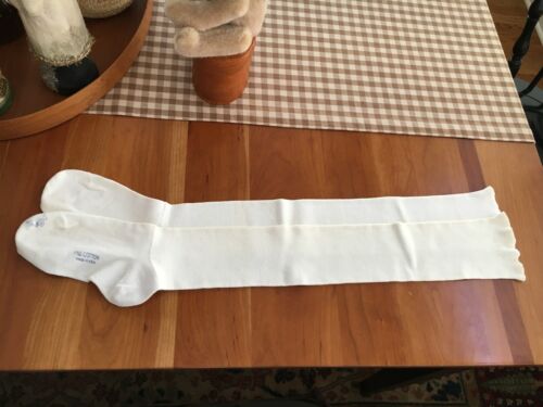Vintage 1910 ROCK RIB Stockings Socks WOMEN White Cotton Sz 8-1/2 U.S.A. NEW NOS
