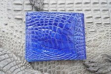 Bright Blue Money Clip Genuine Crocodile Skin Leather Bifold Men's Wallet V34