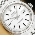 ROLEX MENS DATEJUST WHITE DIAL 18K GOLD STEEL WATCH w/ JUBILEE BRACELET