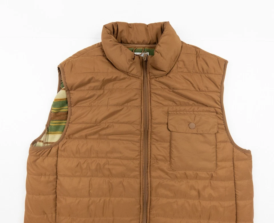 Chaqueta Hang Ten Para Hombres XLarge Marrón Chaleco Abombado Sin Mangas Forrado Surf Marca Adulto Foto 2 de 4