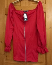 Bardot Bodycon Dress  I Saw It First Crepe  Zip Front Size 10 BNWT