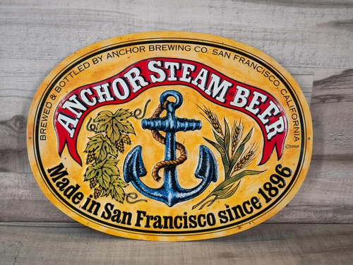 Vintage 1968 Anchor Steam Beer metal Sign - San Francisco CA