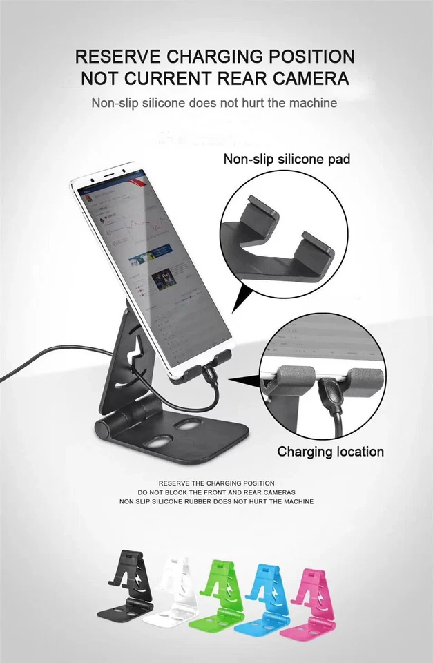Soporte plegable para teléfono celular con soporte para tableta de escritorio para iPhone Samsung iPads Foto 4 de 4