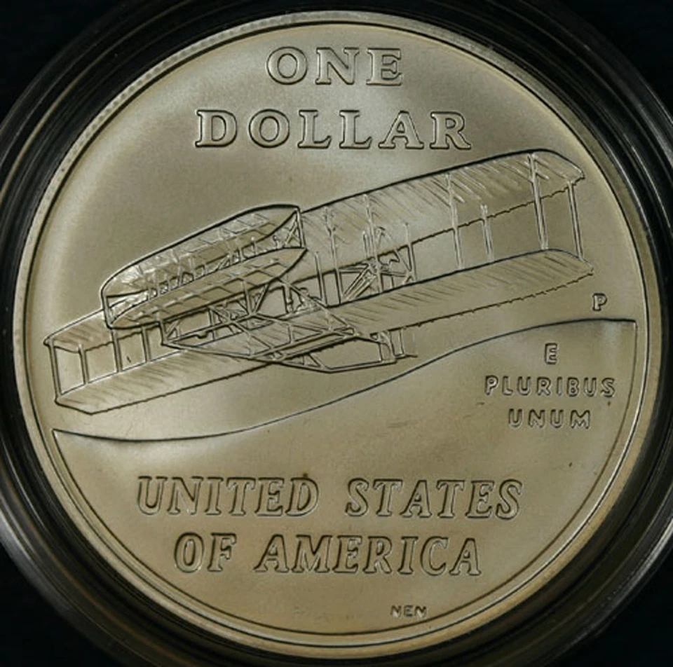 2003 P BU First Flight Centennial US Mint 90% Silver Dollar Coin Box + COA Plane - Image 3 of 3