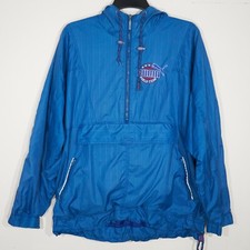 Puma Men's Blue 1/2 Zip Pinstripe World Tour Embroidered Hooded Jacket Large