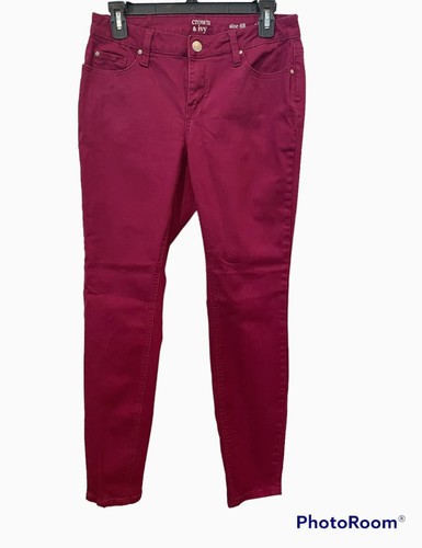 Crown And Ivy Jeans Womens 6R Skinny Magenta Cranberry Barbiecore Pants - Picture 8 of 14