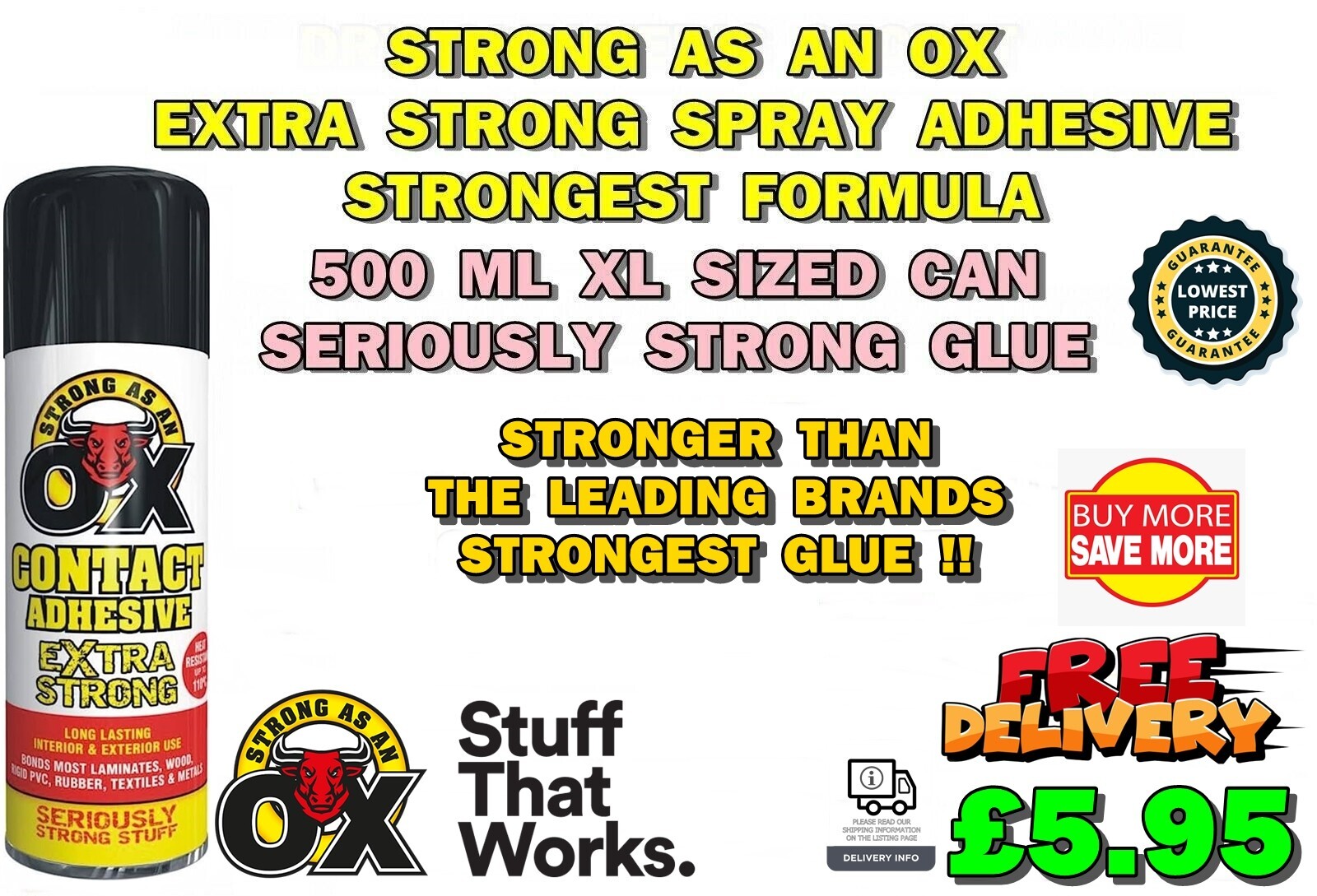 SAAO MULTI PURPOSE SPRAY ADHESIVE SPRAY VINYL CARPET LEATHER UPHOLSTERY