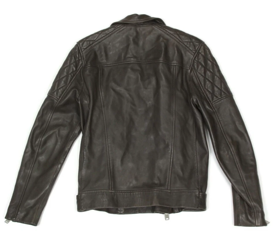 ALL SAINTS Boyson Chaqueta de Cuero Marrón Oscuro para Motociclista para Hombres talla XS Foto 3 de 4