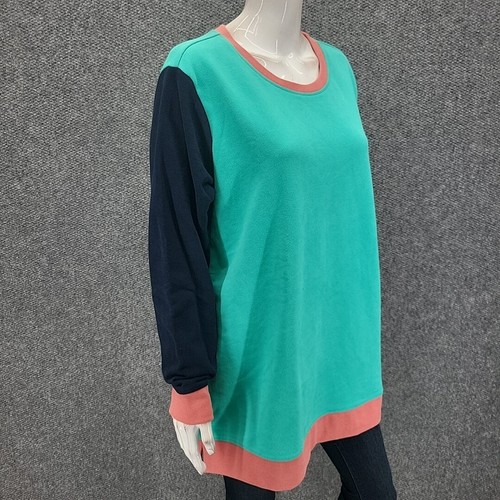 Lands End Serious Sweats Sweatshirt 1X Plus Sz Seafoam Teal Trendy Pullover Top - Picture 5 of 10