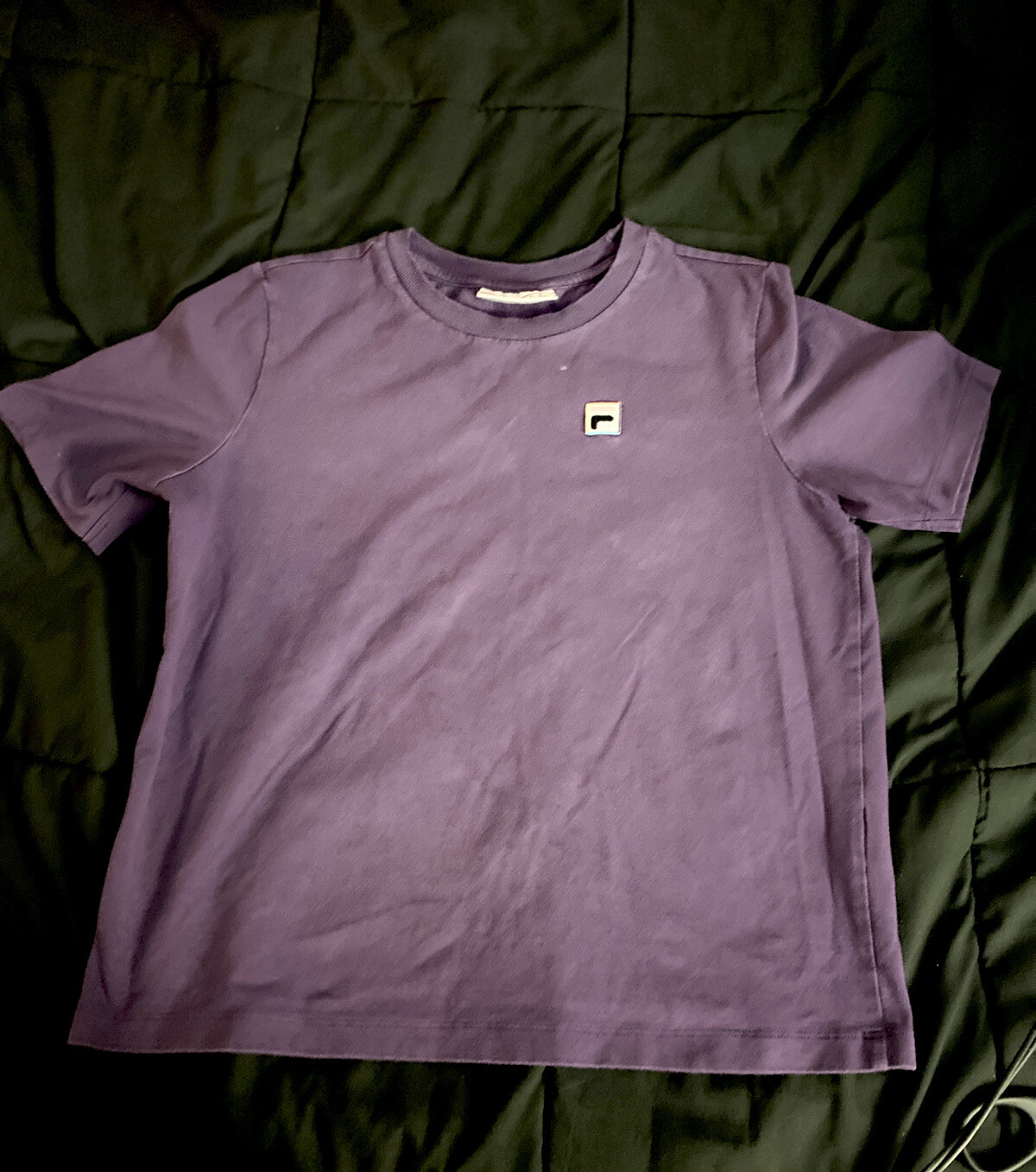 T shirt uomo vintage Fila viola manica corta logo ricamato taglia SMALL UNISEX