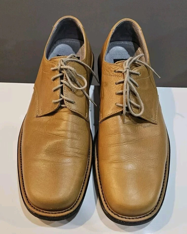 Zapatos de vestir Oxford Bacco Bucci para hombre talla 10 cuero tostado con cordones punta cuadrada LEER Foto 3 de 4