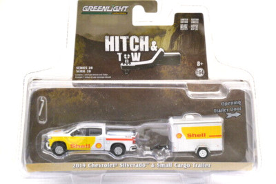 Greenlight 1:64 Hitch Tow 2019 Jeep Chevrolet Silverado Smal Cargo Trailer Shell