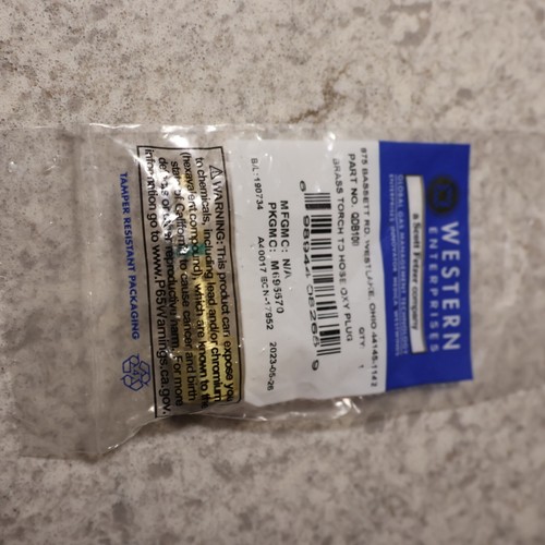 WESTERN TORCH TO HOSE MALE SIDE (OXYGEN) QUICK CONNECT QDB100 , NEW - Picture 3 of 4
