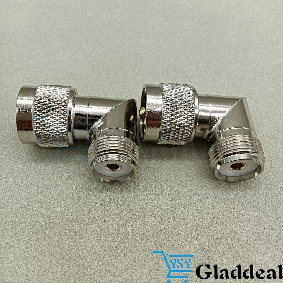 2 Pack UHF PL-259 Male to SO-239 Female Right Angle 90 Degree Adapter Connector - Image 2 of 4