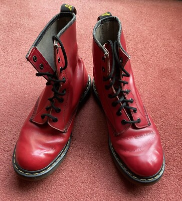Dr Martens Docs Red Patent Signed By Soil 1460 Leather Lace Up