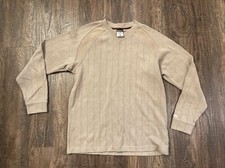 Columbia XCO Mens Medium, Beige V-Neck Pull Over Long Sleeve Sweater
