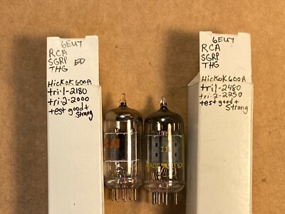Matched Pair Vintage RCA 12AU7 Tubes Test Great Short Gray Plates