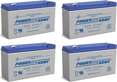Power Sonic PS-6100 6V 12AH SLA Lithonia ELR4 Emergency Light Battery - 4 Pack