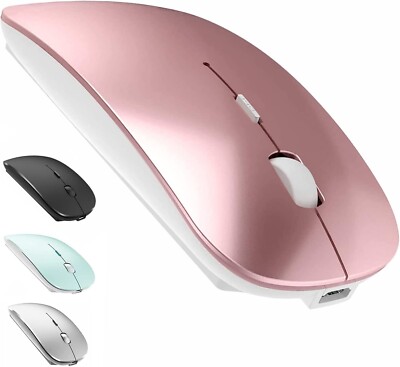 Computer Mouse Bluetooth Mouse Wireless Quiet PC Computer 2.4GHz USB Rose Gold B574