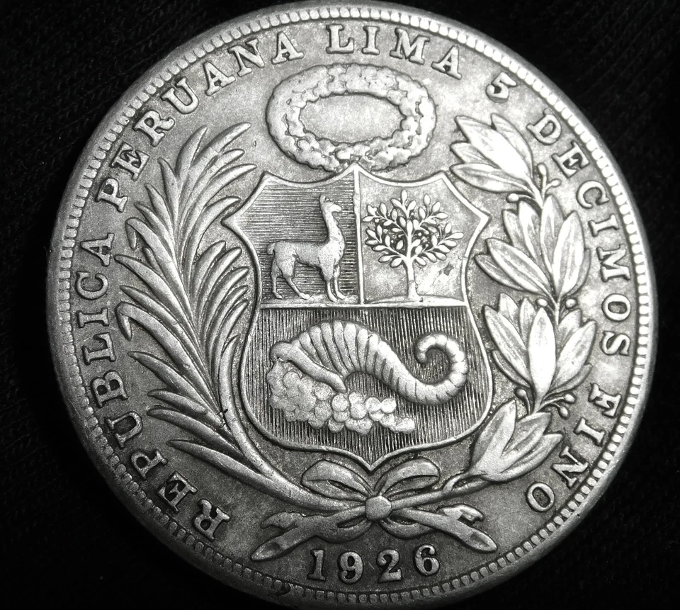 Perú 1926 Un Sol Lima Mint 5 decimos plata A1-23-504 Foto 3 de 4