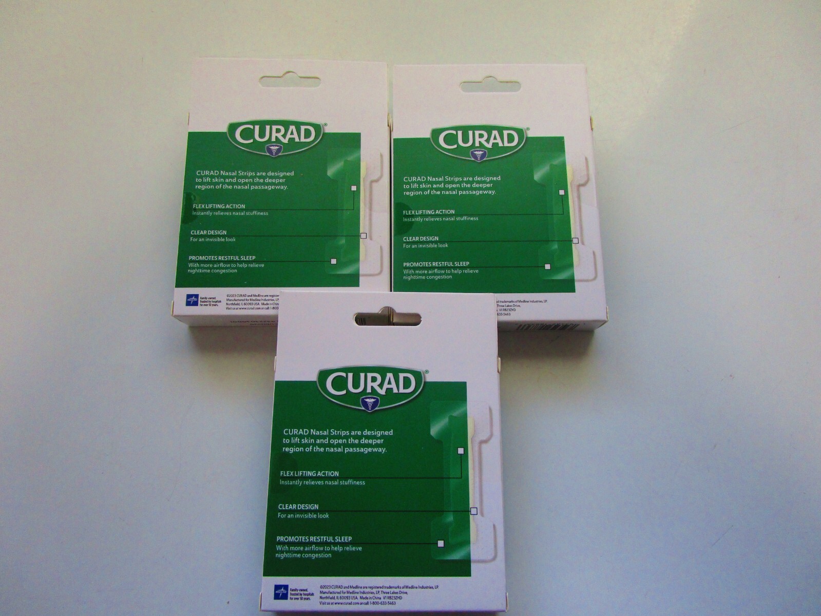90 CURAD BREATHE BETTER CLEAR NASAL STRIPS 3 BOXES = 30 EA BOX 1.1' x