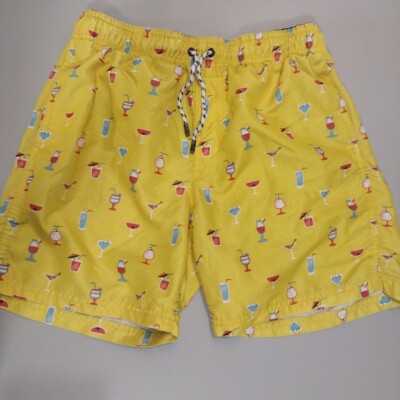 Broken Thread Surf Swim Trunk Men's Small Swim Shorts w/ Liner ''Cocktails'' Print