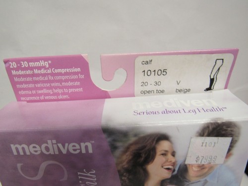 Mediven Plus Medisilk 20-30 Calf Open Toe Beige Compression Stocking Sz V - Picture 2 of 4