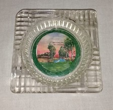 VINTAGE BROOKLYN MICHIGAN SOUVENIR GLASS ASHTRAY