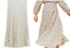 MANGO LONG POLKA DOT PRINT MIDI SKIRT PLEATED MAXI SKIRT SIZE L  NEW