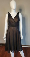 Connected Women's Black Cocktail Dress - Sheer black over nude bodice/ liner
