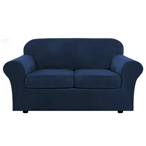 Samt Stretch Elastisch Sofabezug Wohn Couch Schonbezüge Schoner 1/2/3 Sitzer - Bild 18 von 112