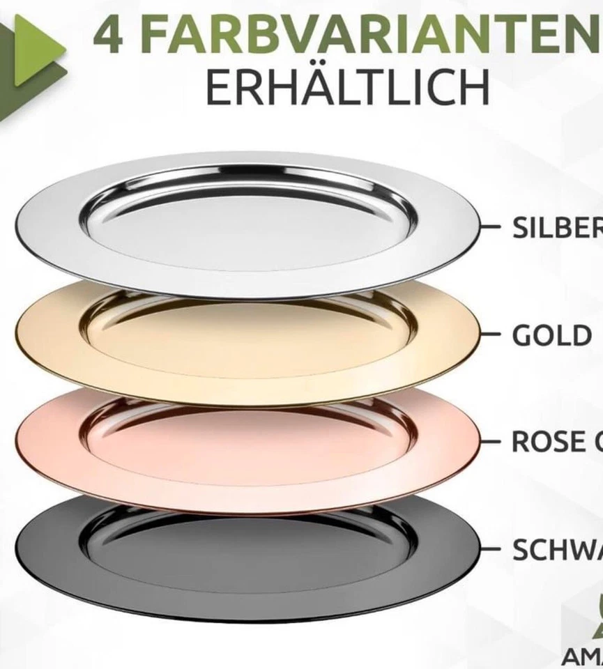 Platzteller Unterteller Teller Edelstahl Dekoteller Weihnachtsdeko Hochzeit 30cm