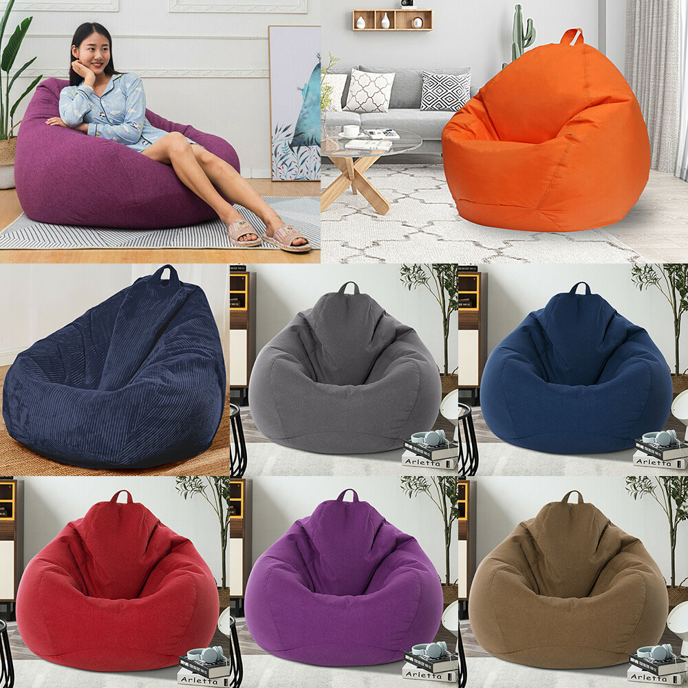 Large Bean Bag Chair Sofa Cover Cotton Fabric Lazy Lounger Game