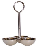 Justnile Stainless Steel Party Serveware - 3 Bowl Platter W/ Handle Stand, New, on sale Justnile Stainless Steel Party Serveware - 3 Bowl Platter W/ Handle Stand, New, on sale