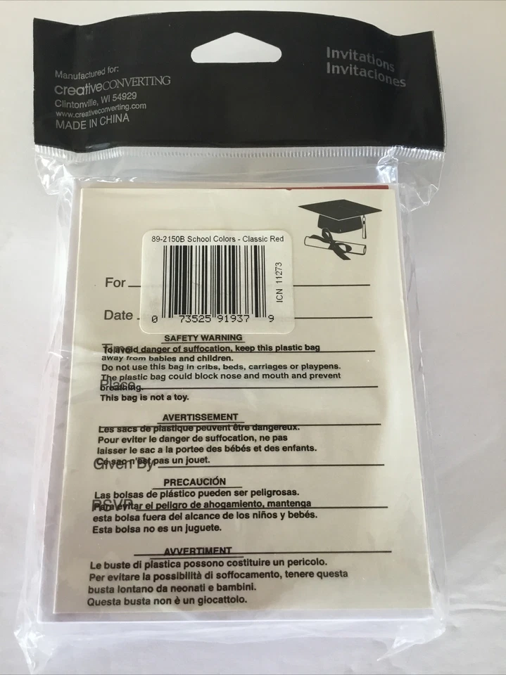 School Colors Graduation Party Invites - 25 pack, classic red - Image 2 of 2