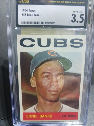 1964 Topps - #55 Ernie Banks CSG 3.5 VG+ Centered - Bild 3 von 4