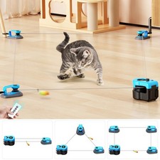 Upgraded Interactive Cat Toy for Indoor Cats, Auto/Manual Control DIY Cat Fea...