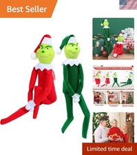 Festive 11.8-Inch Red  Green Elf Plush Dolls - Perfect Xmas Table Decorations
