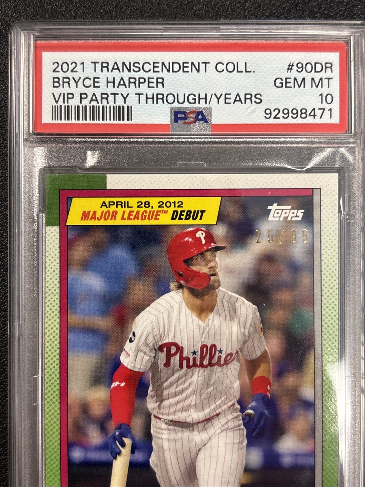 2021 Topps Transcendent VIP Through The Years Bryce Harper /95 PSA 10 POP 3 view 2