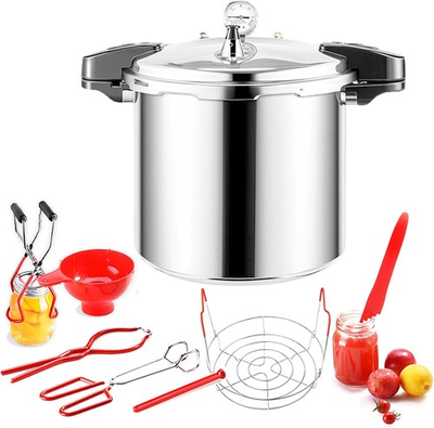 #ad 24 Qt Pressure Canner with Gauge amp; 7 Pc Canning Supplies Set for Home amp; Business $230.99