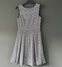 MELA Loves London A-line Tea Dress White & Navy Floral Sleeveless Lined Size 10