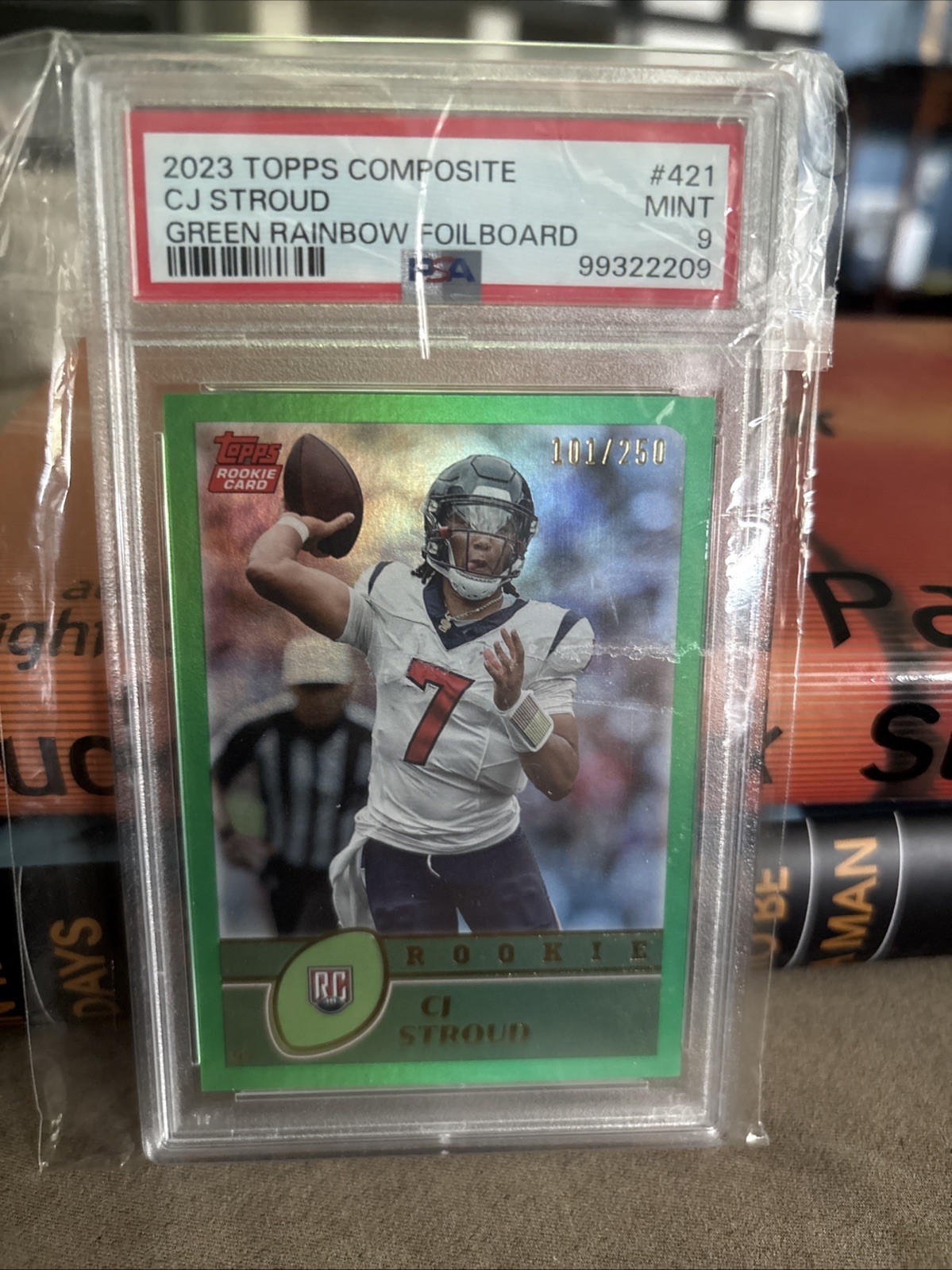2023 Topps Composite - C.J. Stroud #421 Green Rainbow Foilboard /250 (RC) PSA 9