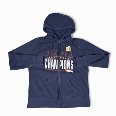 Majestic Denver Broncos Super Bowl 50 NFL Zip Up Hoodie Men's L Navy Multi