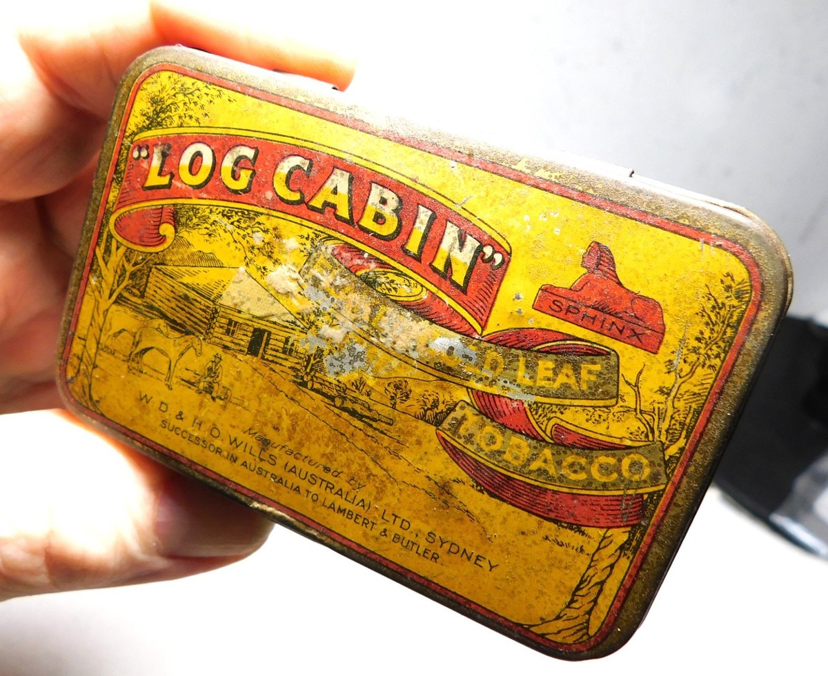 can you still buy log cabin tobacco Vintage Log Cabin Gold Leaf Tobacco Small Pocket Tin/ Wills/ Australia